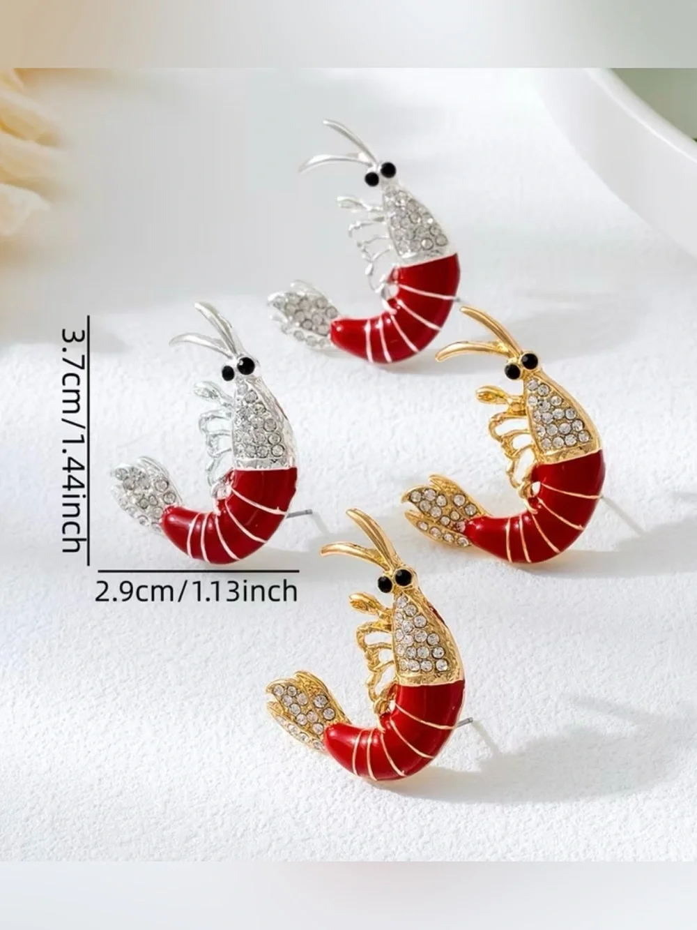 NEW! Red Shrimp Statement Earrings. Unique Earrings 🦐 A2-66